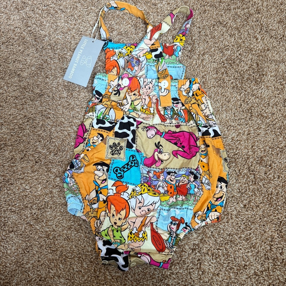 NWT 3T Little Peanuts Bamboo Bubble Romper Flinstones - Picture 2 of 4